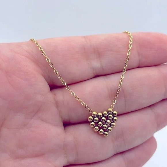 18k Gold Plated Heart Choker Pendant Necklace - Picture 6 of 8